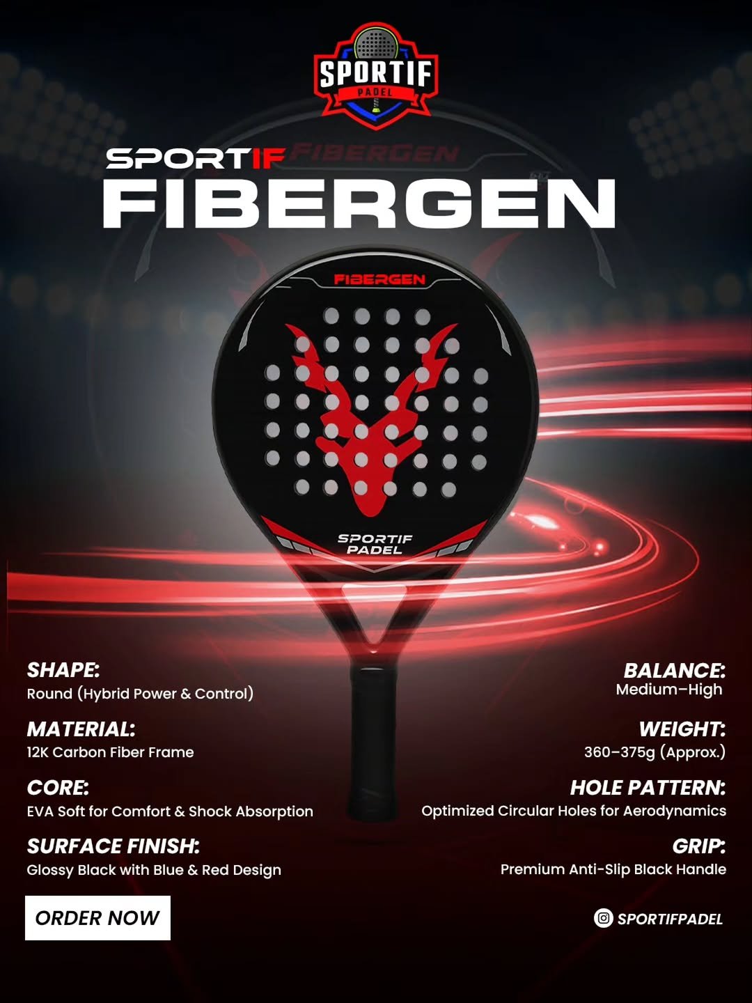 Sportif Padel Fibergen Racket